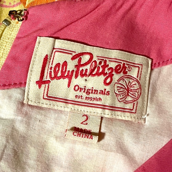 Lily Pulitzer Pink Orange Yellow Floral Shift Dress, Retro, Sleeveless Dress - Picture 7 of 7